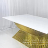 gold stainless steel wedding luxury dining table set for 8