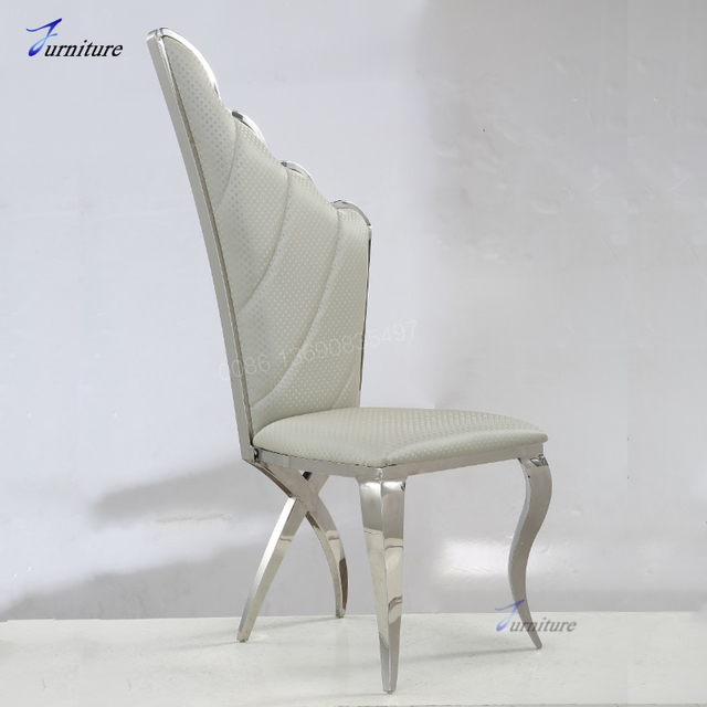 Wholesale dining hall White stainless steel wing backed chairs for party events