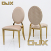 Wholesale Customized Luxury Hotel Room Furniture Gold Stainless Steel Velvet Back Pattern Wedding Party Event Chairs and Tables