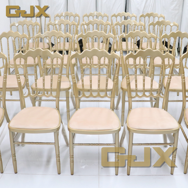 2025 Modern Hotel Wedding Furniture Luxury Wholesale champagne Gold Wedding Party Event Metal Napoleon Chair for Sale