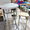 White HDPE High Folding Chairs Set Round Outdoor Garden bar Tables for Wedding Events
