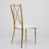 2025 Factory Custom Luxury Open Cross Back Shiny Gold Hotel Wedding Party Event Wedding Chairs