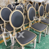 Wholesale Luxury Louis Chair Event Furniture Modern Stackable Black Leather Gold Metal Vip Conference Banquet Chairs for Wedding