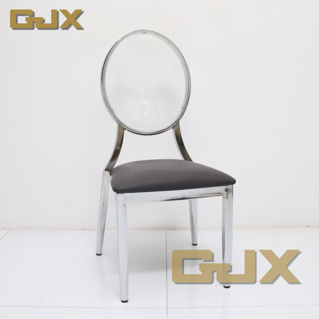 Wholesale Modern Hotel Furniture Stacking Plastic O Back Party Dining Chair Silver Metal Luxury Banquet Chairs for Wedding Event