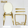 2025 China Latest Wedding Furniture Luxury Gold Stainless Steel Modern Oval Back Banquet Ceremony KD Chairs for Party Events
