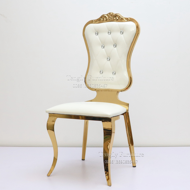 Factory customized luxury commercial stackable golden metal wedding chairs for events