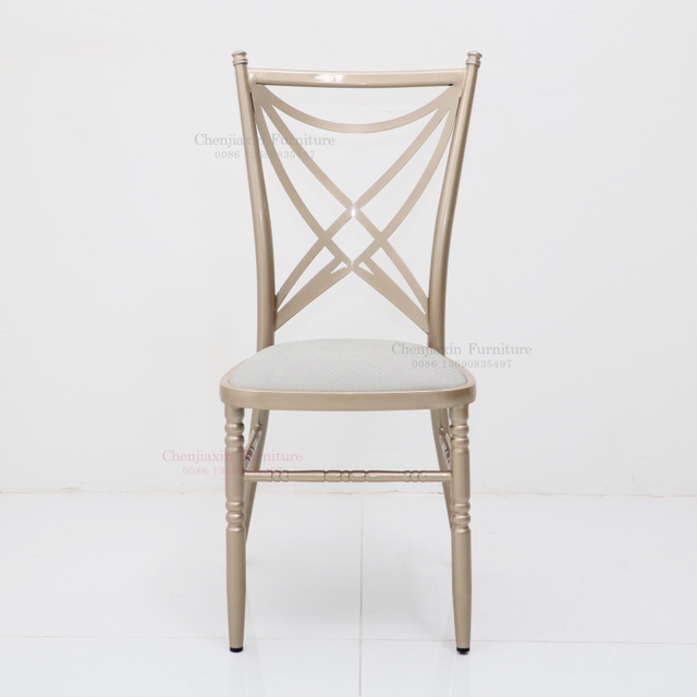 2025 New Design Custom Luxury Stackable Cross Back Rose Gold Hotel Wedding Party Event Chairs