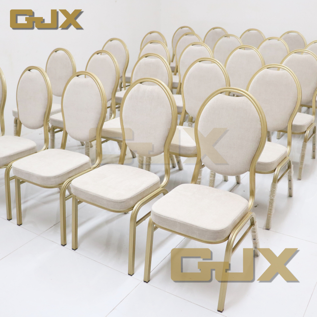Wholesale Customized Hotel Room Furniture Luxury Gold Metal Dining Chairs Stackable Restaurant Banquet Hall Event Party Chairs