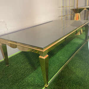 Wholesale Hotel Furniture Modern Luxury Center Pieces Glass Stainless Steel Wedding Dining Table