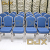 Factory Latest Personal Customization Metal Frame Hotel Restaurant Furniture Banquet Hall Stackable Blue Thickened Party Chairs