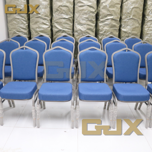 Factory Latest Personal Customization Metal Frame Hotel Restaurant Furniture Banquet Hall Stackable Blue Thickened Party Chairs