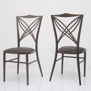 Wholesale 2025 Canton Fair New Design Black Metal Hotel Furniture Wedding Cross Back Banquet Event Chair