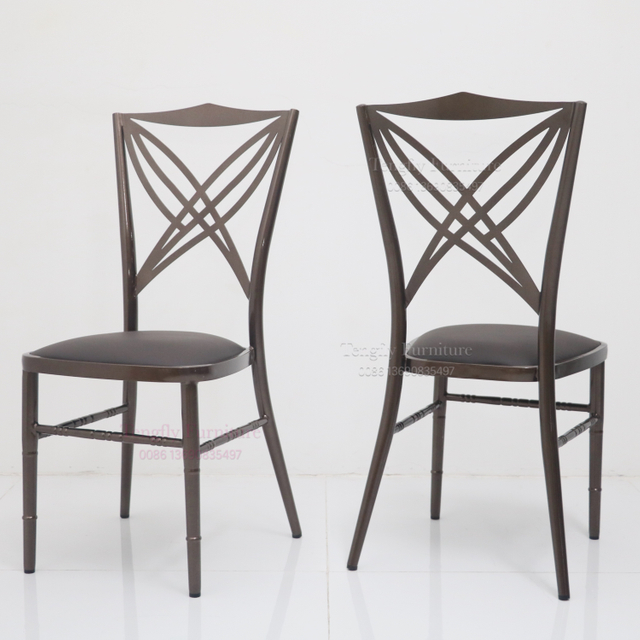 Wholesale 2025 Canton Fair New Design Black Metal Hotel Furniture Wedding Cross Back Banquet Event Chair