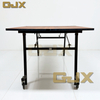 Wholesale Luxury Hotel Lobby Conference Room Furniture Veneer Desktop Folding Rectangular Banquet Dining Tables with Wheels