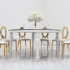 Luxury Stainless Steel White Sweetheart Round Glass Wedding Party Table and Chairs for Events