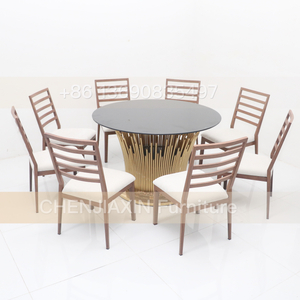 2025 Luxury Round Shinny Gold Stainless Steel Wedding Banquet Tables for Events