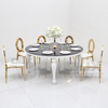 Luxury Stainless Steel White Sweetheart Round Glass Wedding Party Table and Chairs for Events