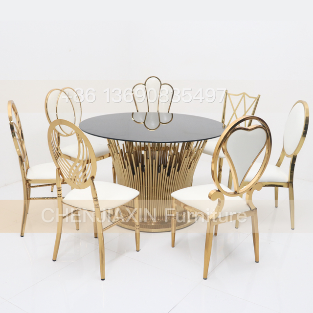 2025 Luxury Round Shinny Gold Stainless Steel Wedding Banquet Tables for Events