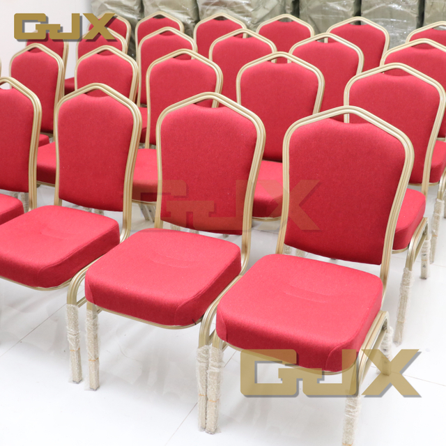 Factory Latest Personal Customization Metal Frame Hotel Restaurant Furniture Stackable Red Thickened Banquet Chairs