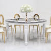 Luxury Stainless Steel White Sweetheart Round Glass Wedding Party Table and Chairs for Events