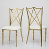 2025 Factory Custom Luxury Open Cross Back Shiny Gold Hotel Wedding Party Event Wedding Chairs