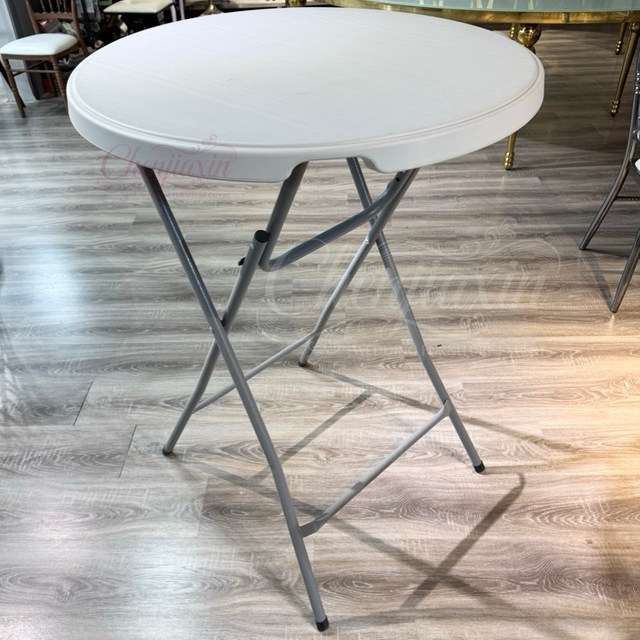 White HDPE High Folding Chairs Set Round Outdoor Garden bar Tables for Wedding Events