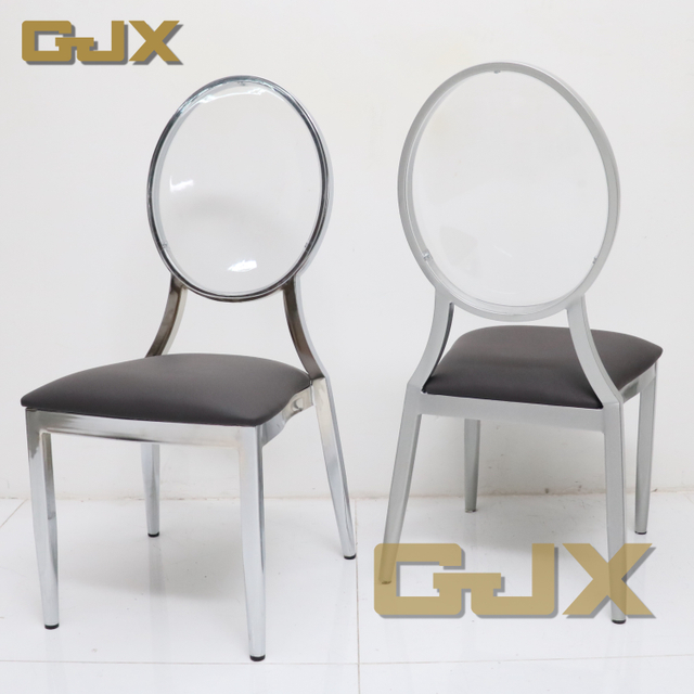 Wholesale Modern Hotel Furniture Stacking Plastic O Back Party Dining Chair Silver Metal Luxury Banquet Chairs for Wedding Event