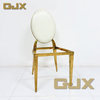 2025 China Latest Wedding Furniture Luxury Gold Stainless Steel Modern Oval Back Banquet Ceremony KD Chairs for Party Events