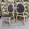 Wholesale Luxury Louis Chair Event Furniture Modern Stackable Black Leather Gold Metal Vip Conference Banquet Chairs for Wedding