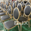 Wholesale Luxury Louis Chair Event Furniture Modern Stackable Black Leather Gold Metal Vip Conference Banquet Chairs for Wedding