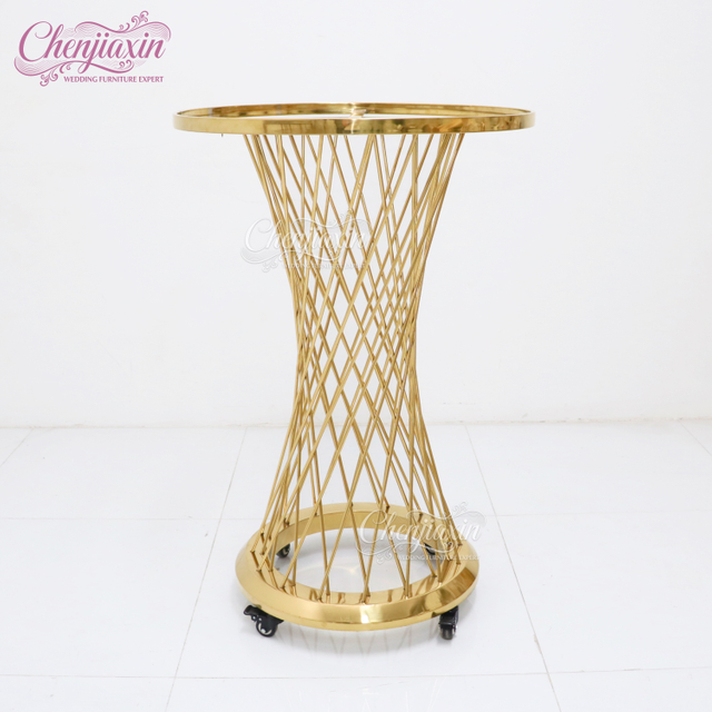 Factory Latest Luxury Hotel Wedding Hall Furniture Gold Stainless Steel Round bar Table Wedding Cake Table for Event Party