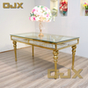 Factory Customize Luxury Gold Stainless Steel Rectangular Glass Wedding Decoration Dining Tables and Chairs for Party Event