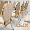 Wholesale Customized Luxury Hotel Room Furniture Gold Stainless Steel Velvet Back Pattern Wedding Party Event Chairs and Tables