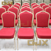 Factory Latest Personal Customization Metal Frame Hotel Restaurant Furniture Stackable Red Thickened Banquet Chairs