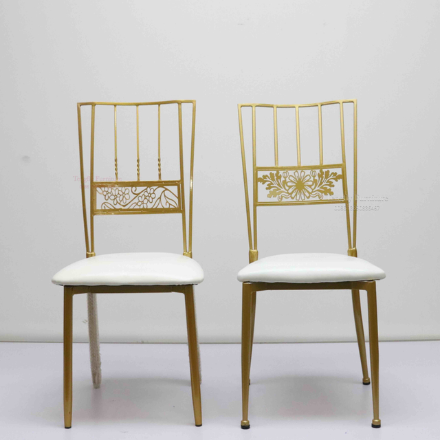 wholesale Factory modern commercial stackable golden outdoor metal solid frame chair