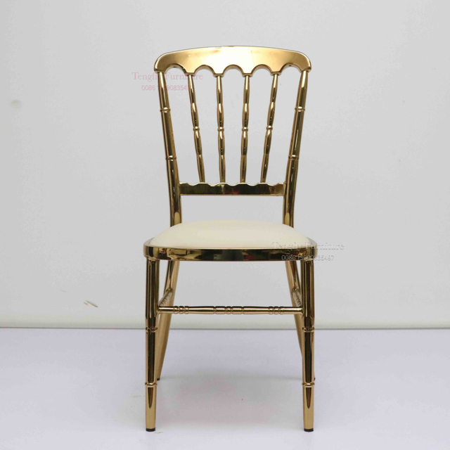 Factory OEM modern commercial stackable golden events foldable luxurious metal chairs for events