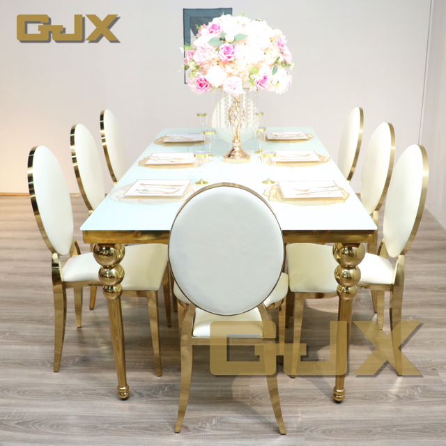 Wholesale Commercial Furniture Chairs Shiny Stainless Steel Legs Hotel Wedding Dining Room Party Tables and Chairs Event Chairs