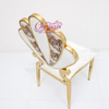 New Design Wedding Furniture Luxury Shiny Gold Metal Stacking Petal Shape Comfortable Party Dining Chair for Wedding Wholesale
