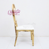 Wholesale Customize Comfortable Hotel Banquet Furniture Luxury Oval Back Shiny Gold Metal Wedding Party Guest Chairs for Events