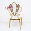 New Design Wedding Furniture Luxury Shiny Gold Metal Stacking Petal Shape Comfortable Party Dining Chair for Wedding Wholesale