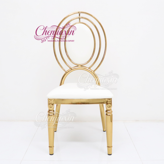 Wholesale Customize Comfortable Hotel Banquet Furniture Luxury Oval Back Shiny Gold Metal Wedding Party Guest Chairs for Events