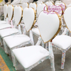 Canton Fair Modern Hotel Furniture New Design Sweet Heart Pattern Luxury Shiny Gold Wedding Party Decoration Chairs for Events